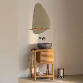 Bradley Teakhouten Badkamermeubelset Onregelmatige In Zwart Cement ↔︎40 Cm Fedro & Onregelmatig Met Houten Plank 55x85 Cm Kai - Sklum