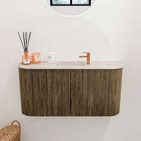 Mondiaz Joya DLux 85cm toiletmeubel ronding links/rechts dusk met wastafel faye midden 1 kraangat ostra