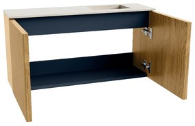 Mondiaz Joya DLux 80cm toiletmeubel oak met wastafel faye rechts zonder kraangat meli
