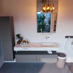 Mondiaz Alan DLux badmeubel 150cm plata 2 lades met wastafel frappe rechts zonder kraangat