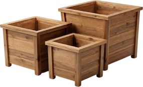 Famiflora Acacia 3-delige Bloempot Set - Hout - 3 verschillende maten - Met drainagegaten