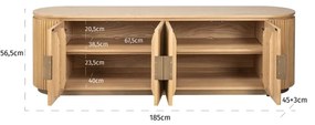 Richmond Interiors Belfort Ovaal Tv-meubel Eiken Met Ribbels - 185x45x56.5cm.