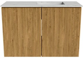 Mondiaz Joya DLux 60cm toiletmeubel oak met wastafel faye rechts 1 kraangat opalo