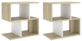 vidaXL Nachtkastjes 2 st 50x30x51,5 cm spaanplaat wit en sonoma eiken