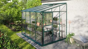 Vitavia Ida muurserre 5,2m² met veiligheidsglas - Donkergroen - Met dubbele schuifdeur (B120 cm) en fundering