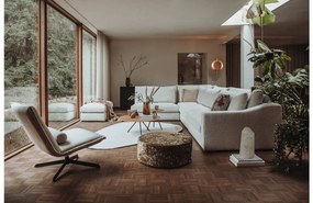 Goossens Hoekbank Odette wit, stof, 2,5-zits, stijlvol landelijk met chaise longue rechts