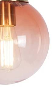 Art Deco hanglamp messing met roze glas 20 cm - Pallon Art Deco E27 bol / globe / rond Binnenverlichting Lamp