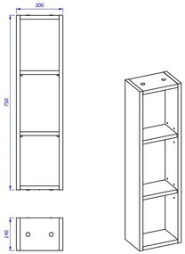 Comad Monako 831 FSC halfhoge open kast 20x14x75cm grijs