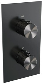 Brauer Stripe 3-weg inbouwthermostaat gunmetal geborsteld PVD