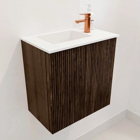 Mondiaz Joya 40cm toiletmeubel walnut met wastafel faye links 1 kraangat talc