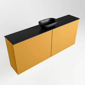 Mondiaz Fowy toiletmeubel 120cm ocher met zwarte waskom midden zonder kraangat