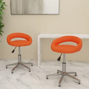 vidaXL Eetkamerstoelen draaibaar 2 st kunstleer oranje
