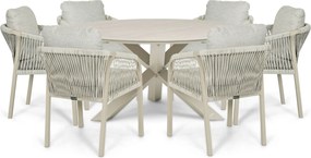 Tuinset Ronde Tuintafel 6 personen 150 cm Rope Taupe Lifestyle Garden Furniture Biagio/Xento
