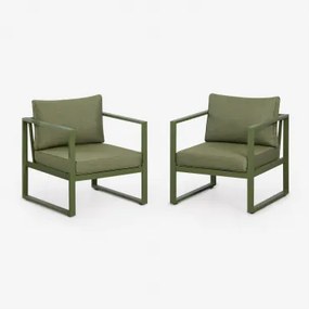 Set Van 2 Aluminium Fauteuils Lipov Groen – Intens Olijf - Sklum