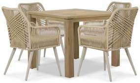 Tuinset 4 personen 90 cm Aluminium/wicker Taupe Coco Vedra/Bristol