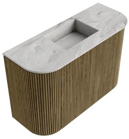 Mondiaz Joya DLux 65cm toiletmeubel ronding links/rechts dusk met wastafel faye midden zonder kraangat glace