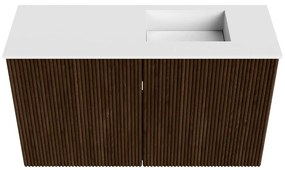 Mondiaz Joya 70cm toiletmeubel walnut met wastafel faye rechts 1 kraangat talc
