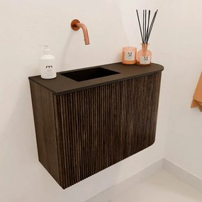 Mondiaz Joya 60cm toiletmeubel ronding rechts walnut met wastafel faye links zonder kraangat urban