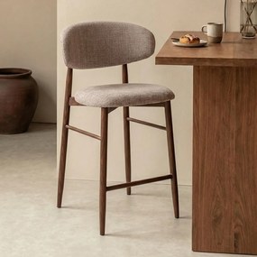 Barkruk Met Rugleuning Walnoot Beige