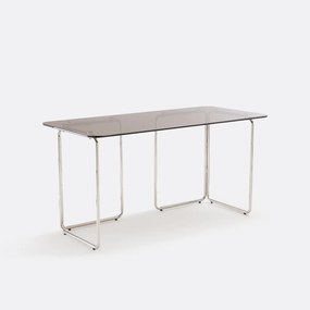 Bureau van glas en verchroomd staal Socer