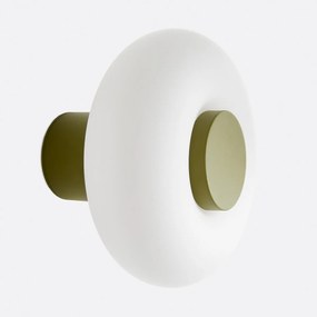 Wand- of plafondlamp, ijzer en opaline glas, diameter 21,5 cm, OMER