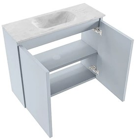 Mondiaz Ture DLux toiletmeubel 60cm clay met wastafel opalo midden met kraangat