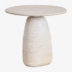 Ronde Bijzettafel In Travertin-look Cement Grebik B - Sklum