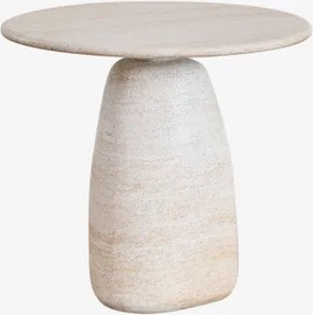 Ronde Bijzettafel In Travertin-look Cement Grebik Ø60 Cm - Sklum