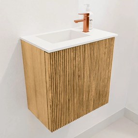 Mondiaz Joya 40cm toiletmeubel oak met wastafel faye links 1 kraangat talc