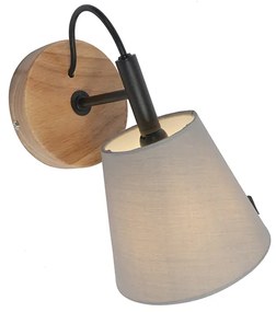 Landelijke wandlamp hout met grijs - Cupy