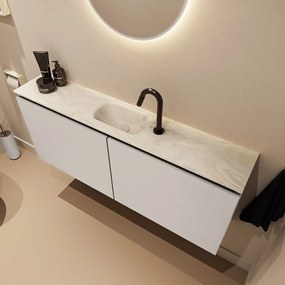 Mondiaz Ture DLux toiletmeubel 120cm linen met wastafel ostra midden met kraangat