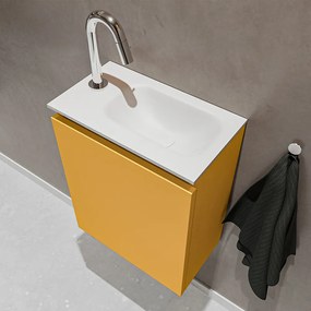 Mondiaz Ture 40cm toiletmeubel ocher met wastafel talc rechts 1 kraangat