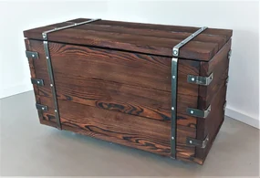 CHYRKA® Kisttafel houten kist BORYSLAW houten tafel woonkamertafel bijzettafel houten kist handgemaakt hout vintage metaal