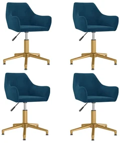 vidaXL Eetkamerstoelen draaibaar 4 st fluweel blauw