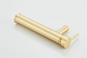 Saniclear Brass verhoogde wastafelkraan geborsteld messing mat goud