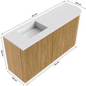 Mondiaz Joya DLux 80cm toiletmeubel ronding rechts oak met wastafel faye links 1 kraangat opalo