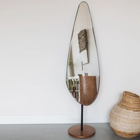 Staande Spiegel Organisch Met Hout - 40x135cm