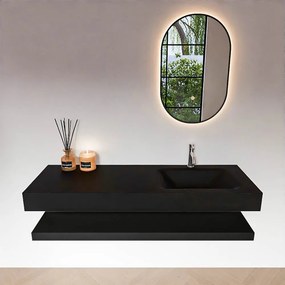 Zaro Alan badmeubel 140cm met planchet urban en vrijhangende wastafel cloud rechts 1 kraangat urban