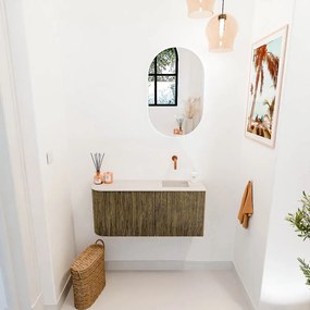 Mondiaz Joya DLux 90cm toiletmeubel ronding links dusk met wastafel faye rechts zonder kraangat meli