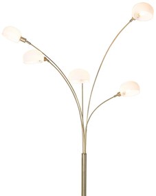 Design vloerlamp messing met opaal glas 5-lichts - Sixties Marmo Design E14 Binnenverlichting Lamp
