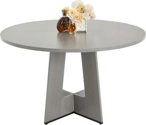 VEVOR Ronde eettafel, houten keukentafel (120 cm / 90,72 kg draagvermogen) voor 4-6 personen, rustieke boerderijkantoortafels met dikke houten poten, voor thuiskeuken en woonkamer, grijs (alleen tafel)