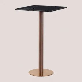 Vierkante Hoge Barkruktafel 60x60 Cm In Cosmopolitan Marmer Marmer Nero Marquina & Roségoud - Sklum