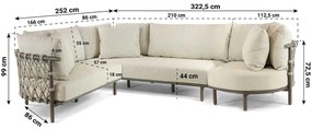 Loungeset tuin 6 personen Aluminium/Rope Taupe  4 Seasons Outdoor Ezra