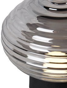 LED Tafellamp met dimmer zwart met smoke glas oplaadbaar - Lexie Modern rond Binnenverlichting Lamp