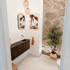 Mondiaz Joya DLux 100cm toiletmeubel walnut met wastafel faye rechts zonder kraangat lava