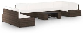 vidaXL 8-delige Loungeset met kussens poly rattan bruin