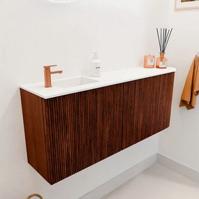 Mondiaz Joya 100cm toiletmeubel ronding rechts ruby met wastafel faye links 1 kraangat talc