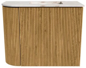 Mondiaz Joya DLux 50cm toiletmeubel ronding links oak met wastafel faye rechts 1 kraangat frappe