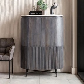 Kare Design Glenn Ovale Kast Zwart Met Wit Marmer - 100x45x138cm.