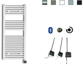 Sanicare elektrische design radiator 45x112cm inox-look met Bluetooth en thermostaat rechts chroom